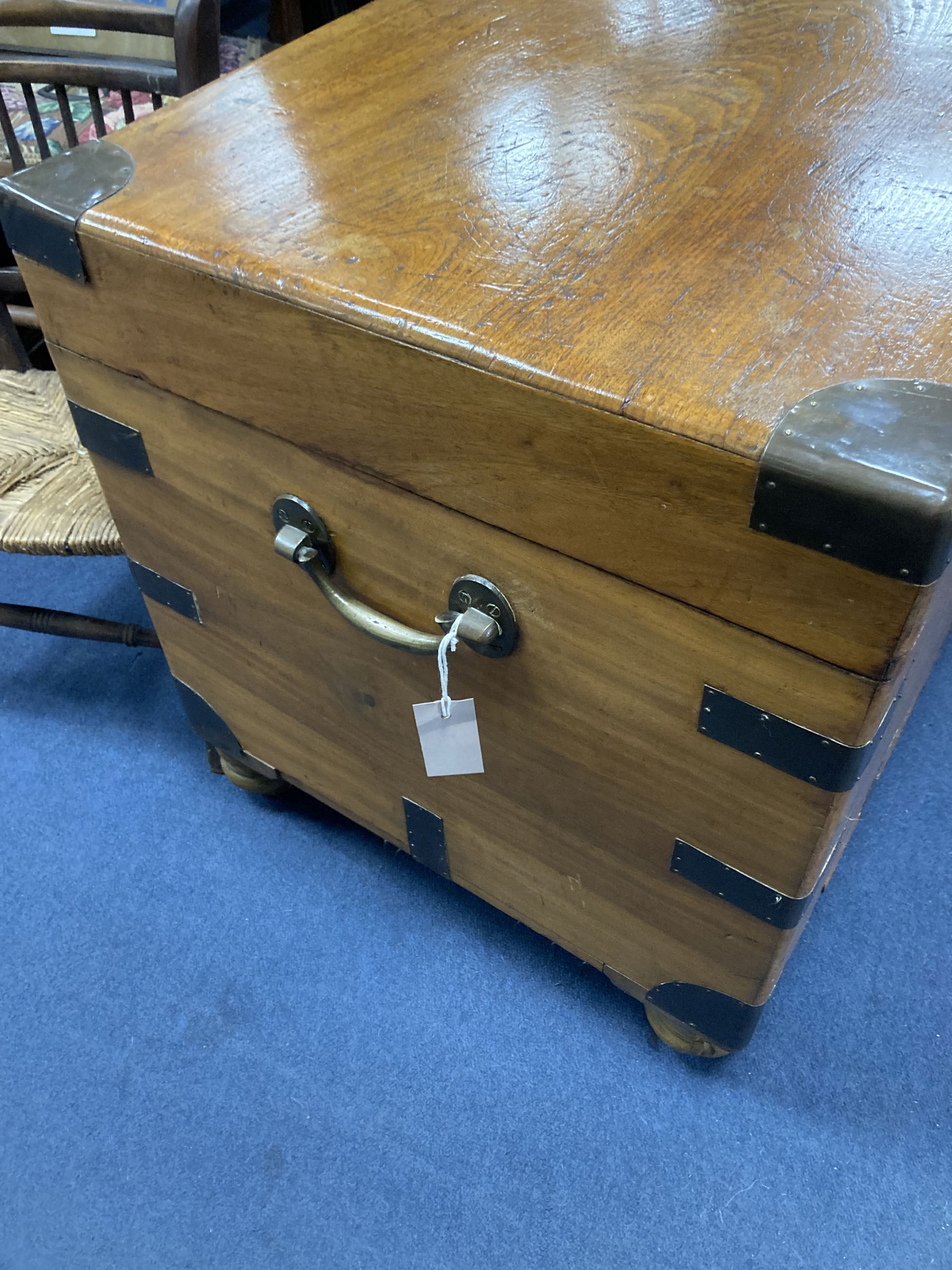 A 19th century brass mounted camphorwood trunk, width 104cm, depth 52cm, height 58cm